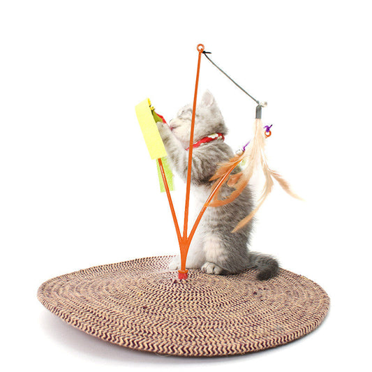 KFX-7253309 Cat Scratching Pad with Cotton Rope and Feather Stick for All Ages