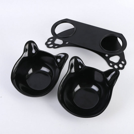 KFX-7258429 Cat and Dog Neck Guard Double Bowl with Cat Ears - Various Colors Available