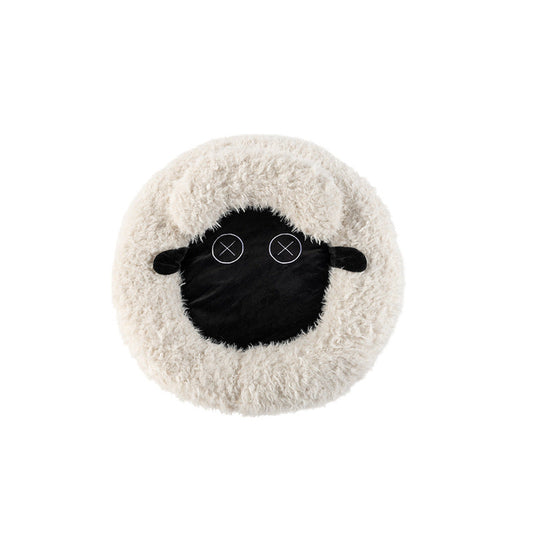 KFX-7265853 Cozy Winter Round Bed for Cats - Soft and Warm Lamb Design