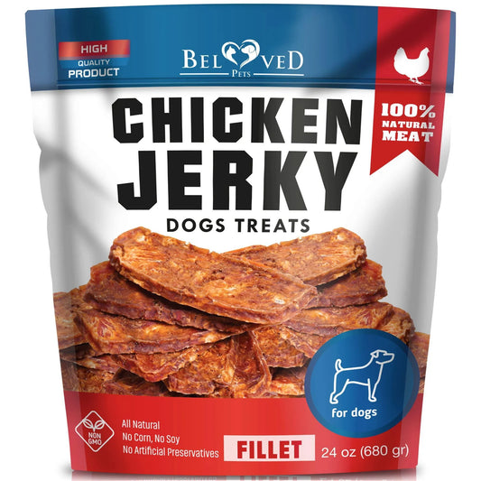 KFX-7269821 Organic Chicken Jerky Dog Treats - Grain Free, High Protein, All Natural, Ideal for Training All Life Stages, 1.5 lb