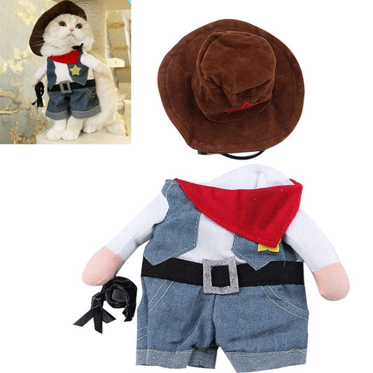 KFX-7273917 Denim Cowboy Costume for Pets - Stylish Dog and Cat Role Play Outfit