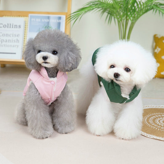 KFX-7285821 Stylish Dog Vest with Stand Collar in Cotton Fabric - Sizes S to XXL, Available in Pink, Green, Khaki