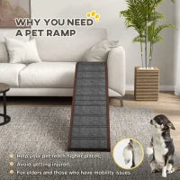 KFX-7286717 Pet Ramp for Dogs and Cats with Non-Slip Carpet, Easy Access Platform, Made of Pine Wood, Brown