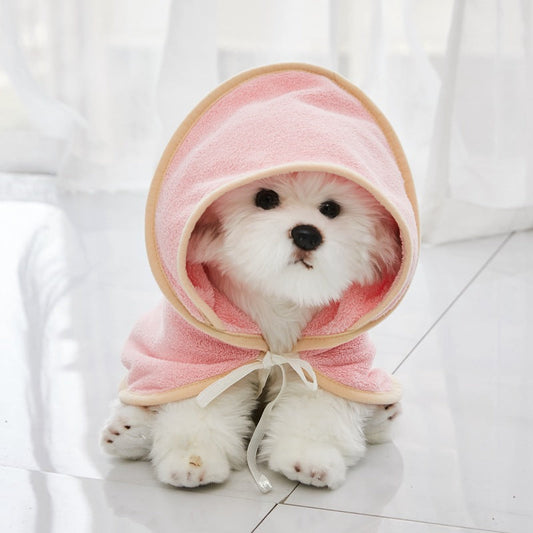 KFX-7296445 Quick-Drying Microfiber Pet Bathrobe - Soft, Absorbent Towel in Light Green, Pink, Yellow, Beige