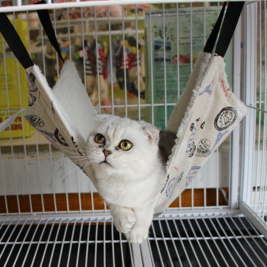 KFX-7304125 Cozy Double-Sided Cat Hammock with Cool-Sensing Fabric for Winter Use