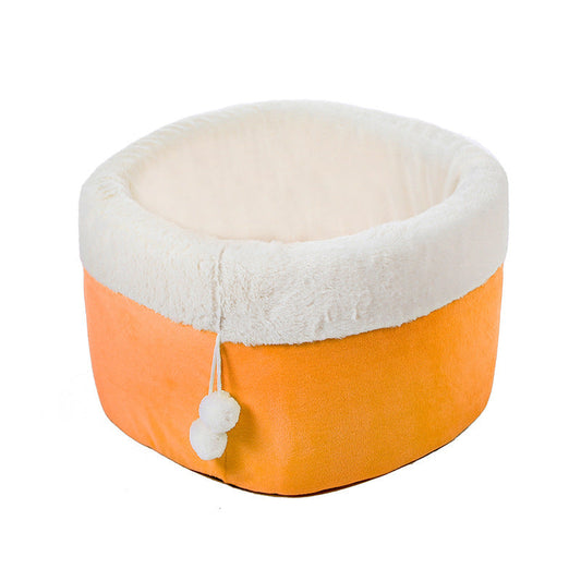 KFX-7304381 Plush Arctic Velvet Cat Bed with Non-Slip Base and Removable Inner Pad