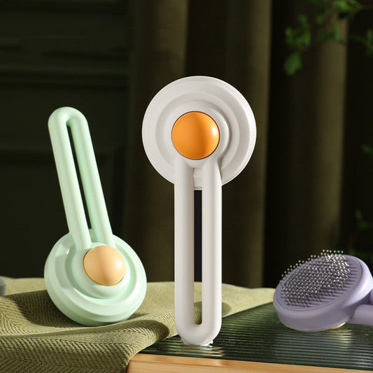 KFX-7313853 Cat Knot Comb with Egg Yolk Design – ABS & Stainless Steel, 25*11.5*6CM, Available in White, Taro Purple, Mint Green, Champagne Yellow