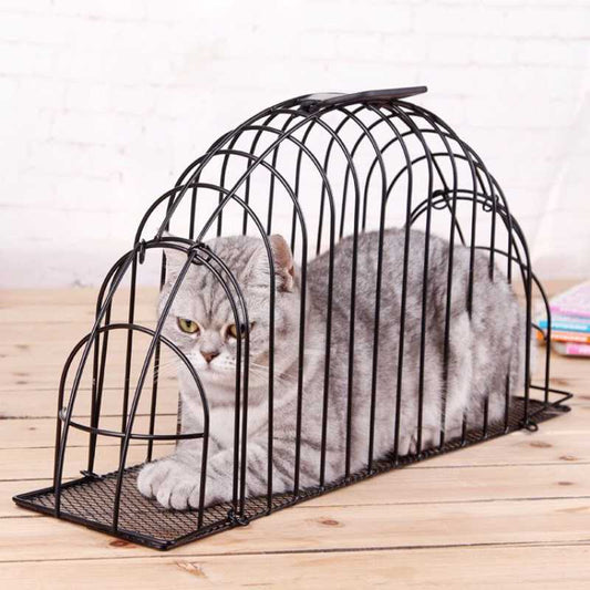 KFX-7315901 Double Door Cat Bath Cage with Brush - Anti-Scratch Design, Black Positive Wire Construction