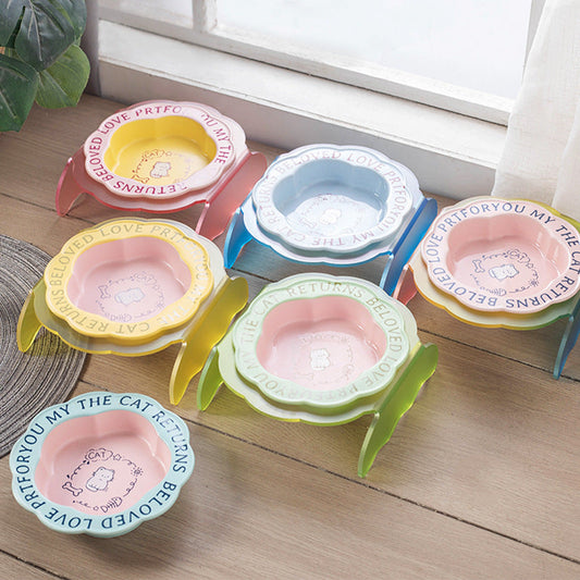 KFX-7319997 Ceramic Cat Bowl with Anti-Tumble Design in Multiple Colors
