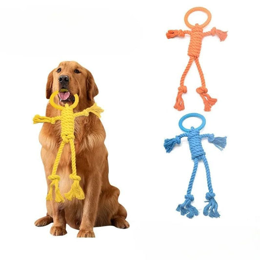 KFX-7322429 Durable Cotton Rope Dog Chew Toy for Molar Health - 14CM Ring Diameter, 50CM Length
