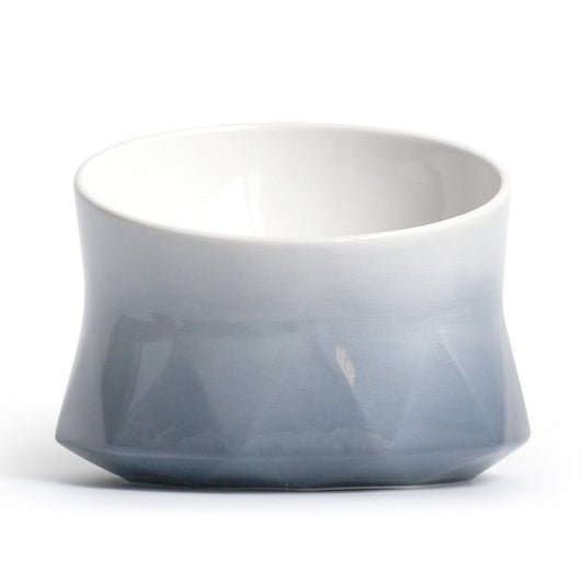 KFX-7323965 Ceramic Cat Bowl in Grey, Pink, and White - Stylish Feeding Dish for Cats