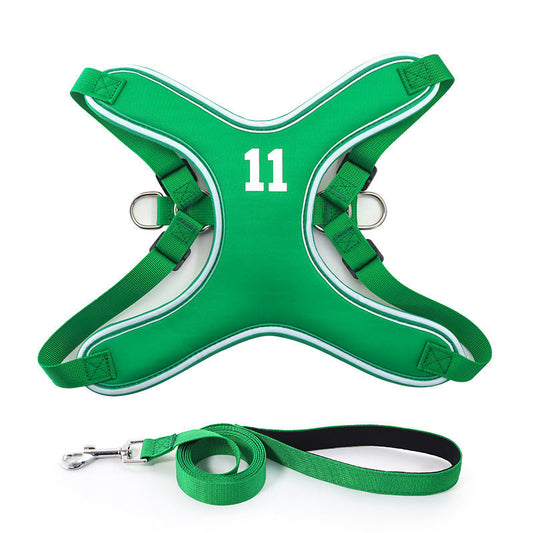 KFX-7328829 Chest Strap Vest for Small and Medium-sized Dogs - Adjustable Polyester Harness with 150cm Leash