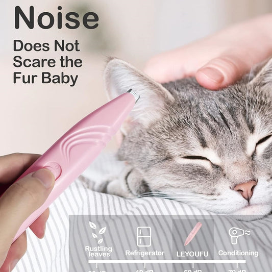 KFX-7332797 Cordless Electric Dog Paw Trimmer for Small Pets - Low Noise Grooming Clippers for Face, Eyes, Ears, and Rump