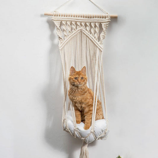 KFX-7339325 Woven Cotton Rope Hanging Cat Litter Basket with Various Sizes and Styles