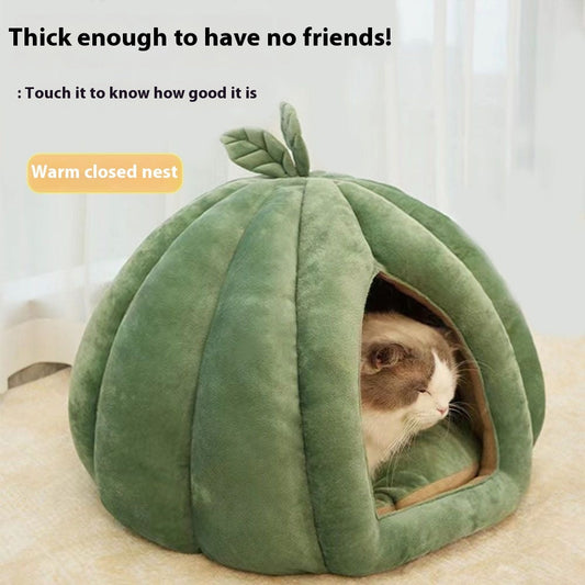 KFX-7345085 Cozy Leaf-Shaped Semi-Enclosed Removable Pet Bed for All Seasons