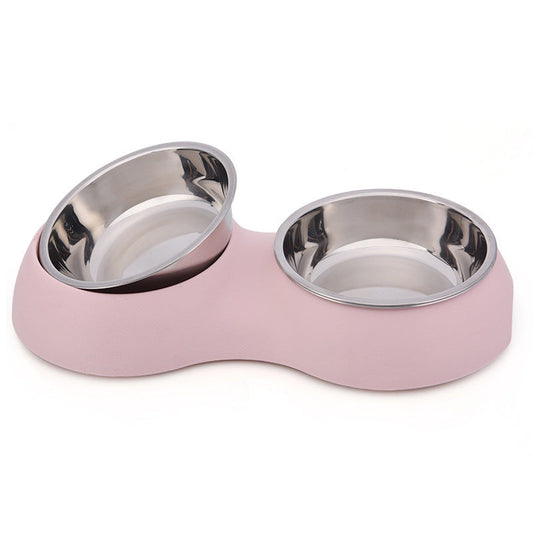 KFX-7347005 Round Dual Pet Bowl in Durable Plastic and Stainless Steel – Easy to Clean Water Basin