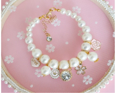 KFX-7358525 Pearl Necklace Accessory for Dogs and Cats - Adjustable Sizes XS to L