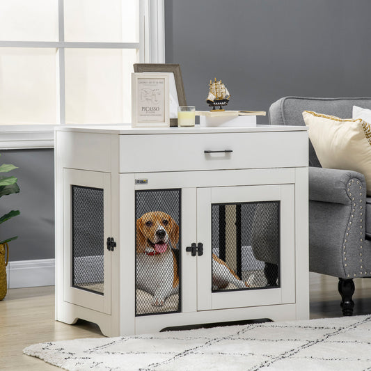 KFX-7365949 Multipurpose Dog Crate Furniture with Water-Resistant Cushion and Dual Doors