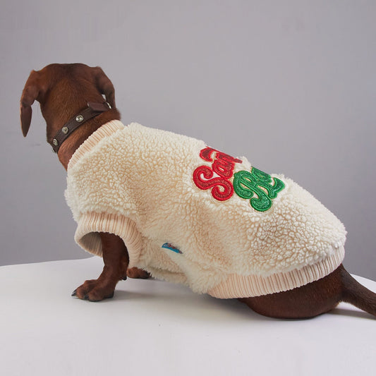 KFX-7366845 Christmas Casual Fuzzy Pet Jacket - Autumn & Winter Wear for Small to Large Pets