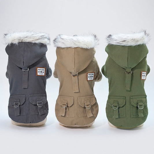 KFX-7372221 Warm Cotton Dog Hoodie Coat for Small Breeds - Ideal for Autumn and Winter