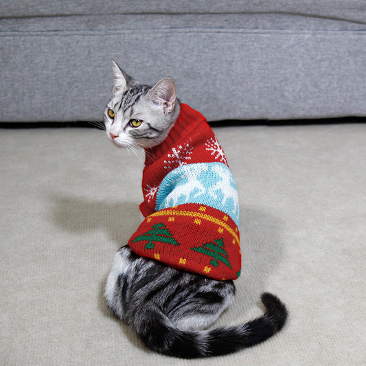 KFX-7387325 Knitted High Collar Pet Sweater for Dogs and Cats in Festive Christmas Designs