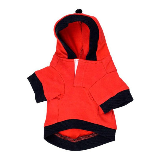 KFX-7387709 Cozy Cotton Hooded Pet Apparel for Holiday Comfort - Red and Black Options