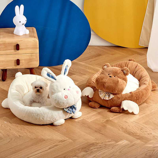 KFX-7393341 Cozy Winter Pet Nest Mat for Dogs and Cats - Available in White, Brown, and Gray Fleece Options