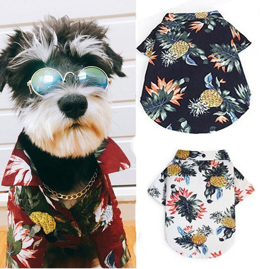 KFX-7394749 Hawaiian-Style Cotton Dog Shirt for Pets - Multiple Sizes Available