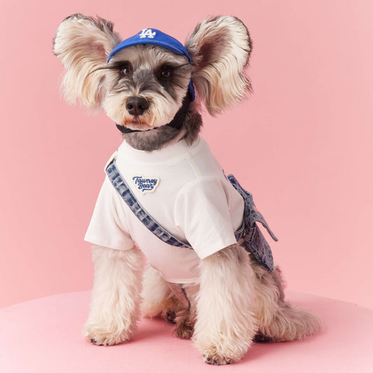 KFX-7399613 Summer Dog Clothes for Small Dogs - Casual Cotton Outfit for Schnauzer & Bichon with Detachable Backpack