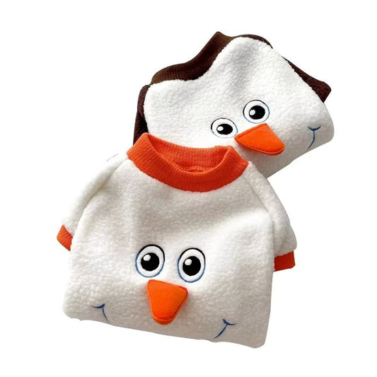 KFX-7405885 Funny Christmas Transformation Dog Hoodie - Brown & Orange Snowman, Sizes XS-XXL