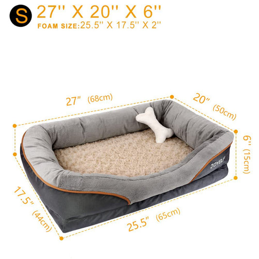KFX-7410621 Two-Color Four-Sided Dog Sofa - Winter Warmth and Comfort, Available in Gray, L & XL Sizes