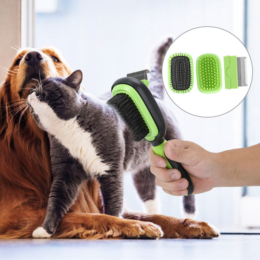 KFX-7423677 5-in-1 Grooming Comb Set for Cats and Dogs with Stainless Steel and ABS Materials