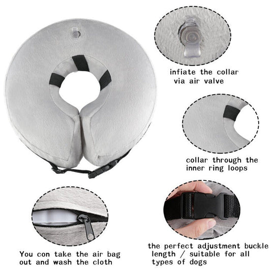 KFX-7424061 Inflatable Protective Cover for Pets - All-Season Collar for Dogs and Cats in Various Colors and Sizes