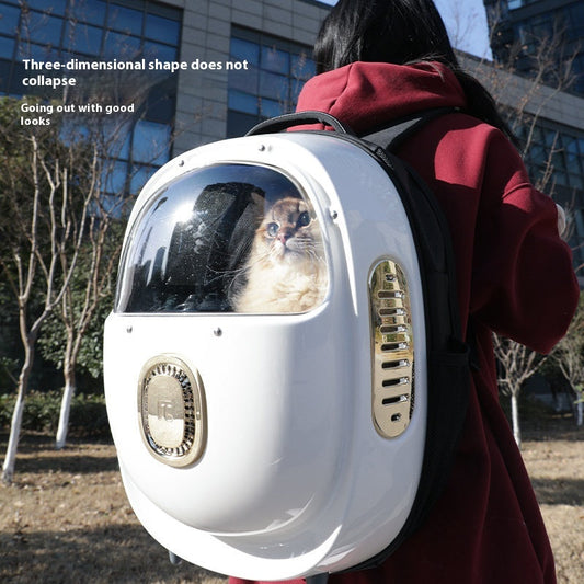 KFX-7424317 Portable Astronaut Cat Backpack with Half Window and Constant Temperature Heating, 15L Capacity, Solid Color Design