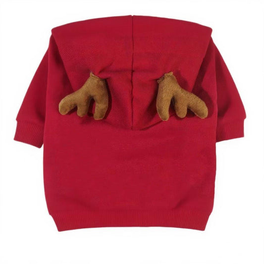 KFX-7426621 Red Christmas Elk Costume for Pets - Sizes S, M, L, XL, 2XL, Casual Style, Polyester Cotton