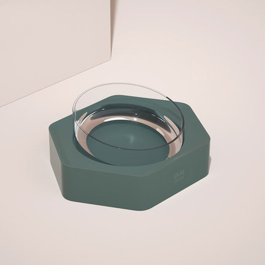 KFX-7455037 Eco-Friendly Neck Protector Rice Bowl - Single & Double Bowl Options, ABS & AS Materials, 130mm Diameter, Dark Green