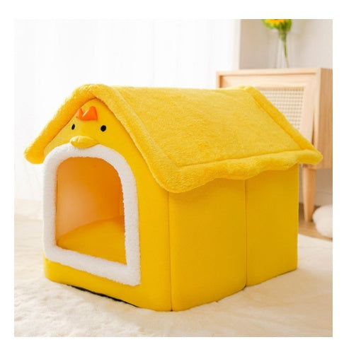 KFX-7458877 Cartoon Style Fully Enclosed Cat Litter Nest in Cute Chick Design - Available in Yellow, Green, Gray