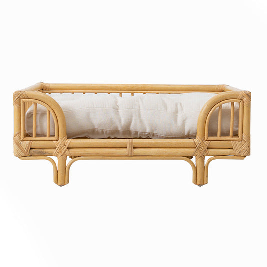 KFX-7459261 Natural Rattan Handmade Square Dog Bed in Wood Color