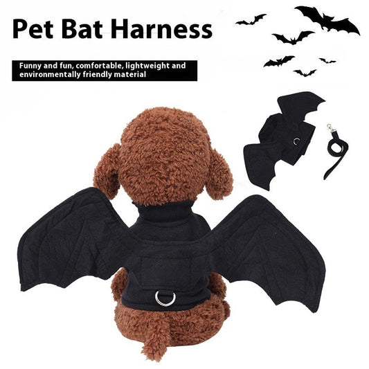 KFX-7460285 Cool Black Bat Wings Costume for Pets with Traction Rope
