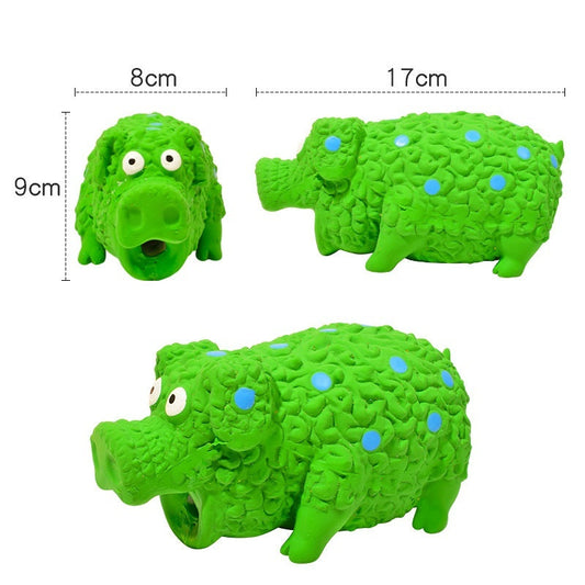 KFX-7461437 Durable Latex Pig Dog Toy with Sound, Bite-Resistant Molar Design, Available in Green, Orange, and Blue