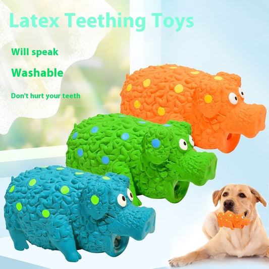 KFX-7461437 Durable Latex Pig Dog Toy with Sound, Bite-Resistant Molar Design, Available in Green, Orange, and Blue
