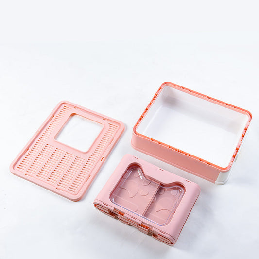 KFX-7462845 Foldable Odor-proof Cat Litter Basin with Double-door Design - Available in Pink, Blue, and Gray