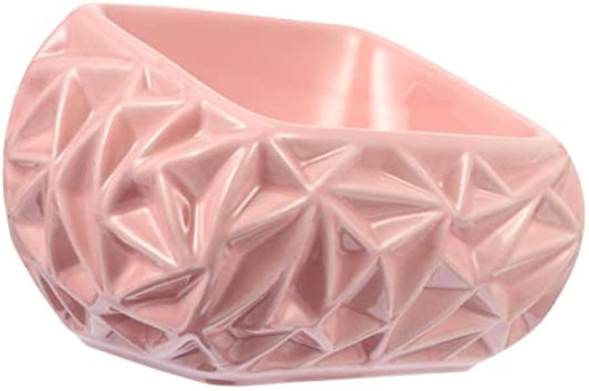KFX-7467837 Ceramic Pet Feeding Bowl with Adjustable Design for Cats and Small Dogs, Pink Bird's Nest Style, Easy to Clean