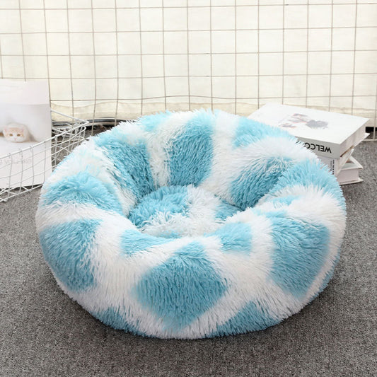 KFX-7476157 Warm Plush Round Pet Bed for Cats and Dogs - Multiple Sizes and Colors