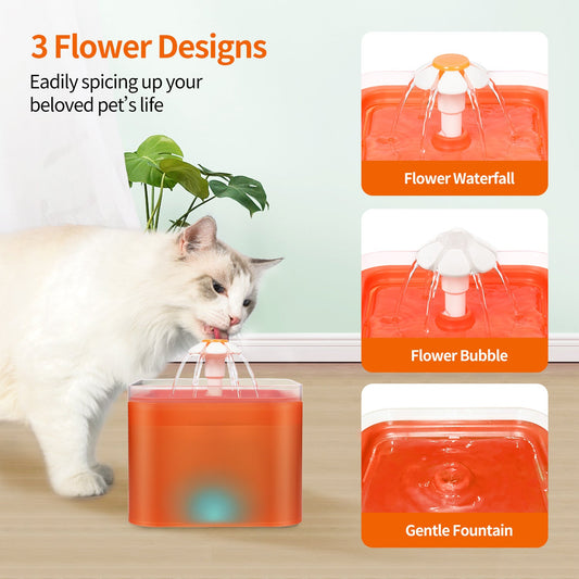 KFX-7477949 Automatic Cat Water Dispenser with LED Light and 2L Capacity, PP Material, 5V 1.5W Power Supply