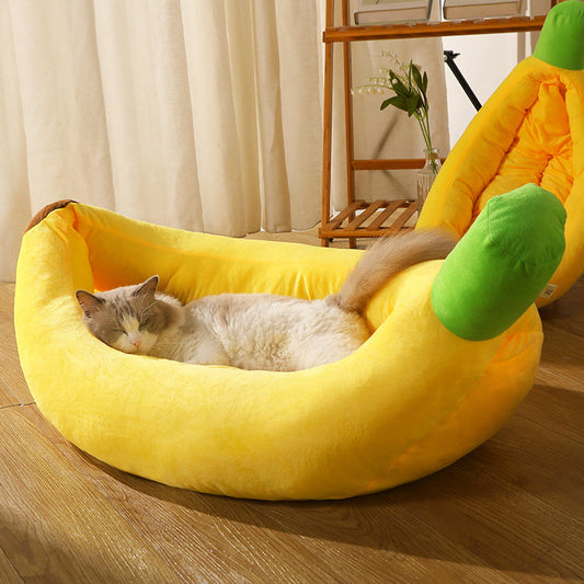 KFX-7481917 Cozy Removable and Washable Banana Nest Cushion Mat for Cats