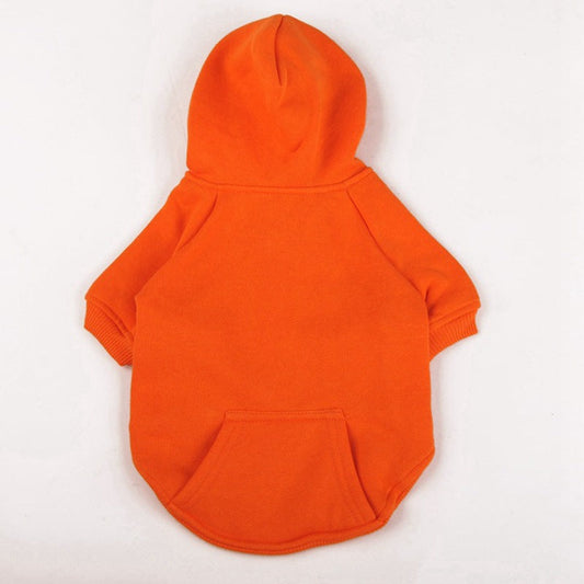 KFX-7488189 Winter Fleece Hooded Dog Sweater - Solid Color Cotton Jacket for Pets