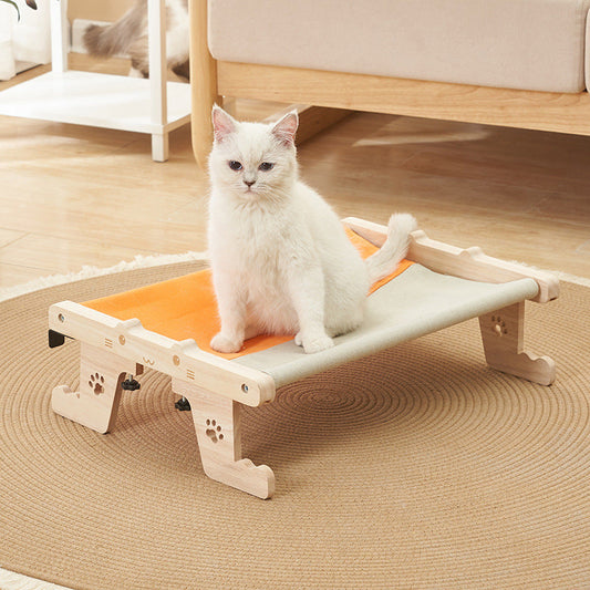 KFX-7500733 Hanging Cat Bed for Balcony or Window - Cozy Wooden Hammock Nest for Pets