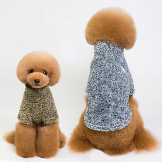 KFX-7505469 Warm Fluffy High Collar Coral Fleece Jacket for Pets in Multiple Colors and Sizes