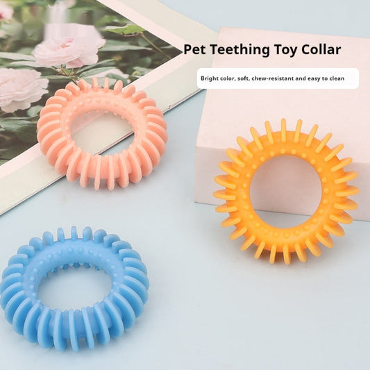 KFX-7513277 Durable Rubber Dog Toy for Chewing and Molar Health - Yellow, Blue, Pink Options